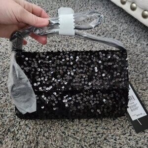 NWT $60 Nicole Miller black Sequined Shoulder Bag